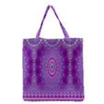 India Ornaments Mandala Pillar Blue Violet Grocery Tote Bag