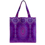 India Ornaments Mandala Pillar Blue Violet Zipper Grocery Tote Bag