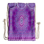 India Ornaments Mandala Pillar Blue Violet Drawstring Bag (Large)