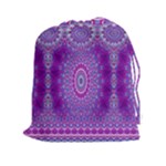 India Ornaments Mandala Pillar Blue Violet Drawstring Pouches (XXL)