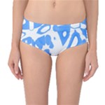 Blue summer design Mid-Waist Bikini Bottoms