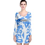 Blue summer design Long Sleeve Velvet Bodycon Dress