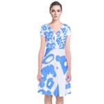 Blue summer design Short Sleeve Front Wrap Dress