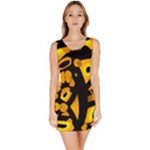 Yellow design Sleeveless Bodycon Dress