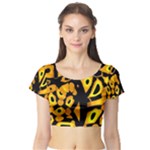 Yellow design Short Sleeve Crop Top (Tight Fit)