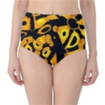 Yellow design High-Waist Bikini Bottoms