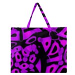 Purple design Zipper Large Tote Bag