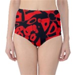 Red design High-Waist Bikini Bottoms
