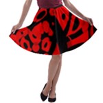 Red design A-line Skater Skirt