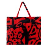 Red design Zipper Large Tote Bag