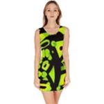 Green neon abstraction Sleeveless Bodycon Dress