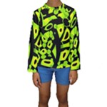 Green neon abstraction Kids  Long Sleeve Swimwear