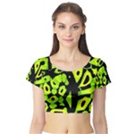 Green neon abstraction Short Sleeve Crop Top (Tight Fit)