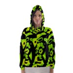 Green neon abstraction Hooded Wind Breaker (Women)