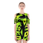 Green neon abstraction Cutout Shoulder Dress