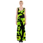 Green neon abstraction Maxi Thigh Split Dress