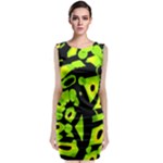 Green neon abstraction Classic Sleeveless Midi Dress