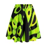 Green neon abstraction High Waist Skirt