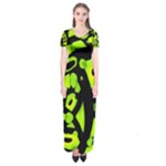 Green neon abstraction Short Sleeve Maxi Dress