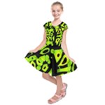 Green neon abstraction Kids  Short Sleeve Dress