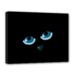 Halloween - black cat - blue eyes Canvas 14  x 11 