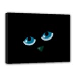 Halloween - black cat - blue eyes Canvas 16  x 12 