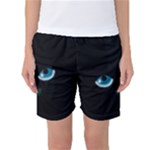 Halloween - black cat - blue eyes Women s Basketball Shorts