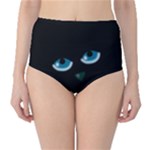 Halloween - black cat - blue eyes High-Waist Bikini Bottoms