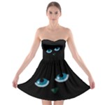 Halloween - black cat - blue eyes Strapless Bra Top Dress