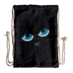 Halloween - black cat - blue eyes Drawstring Bag (Large)
