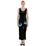 Halloween - black cat - blue eyes Fitted Maxi Dress
