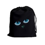 Halloween - black cat - blue eyes Drawstring Pouches (Extra Large)
