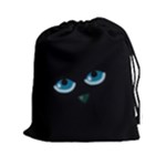 Halloween - black cat - blue eyes Drawstring Pouches (XXL)