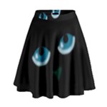 Halloween - black cat - blue eyes High Waist Skirt