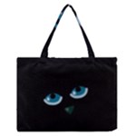 Halloween - black cat - blue eyes Medium Zipper Tote Bag
