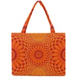Lotus Fractal Flower Orange Yellow Mini Tote Bag