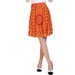 Lotus Fractal Flower Orange Yellow A-Line Skirt