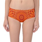 Lotus Fractal Flower Orange Yellow Mid-Waist Bikini Bottoms