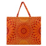 Lotus Fractal Flower Orange Yellow Zipper Large Tote Bag