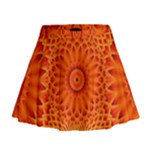 Lotus Fractal Flower Orange Yellow Mini Flare Skirt