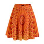 Lotus Fractal Flower Orange Yellow High Waist Skirt