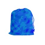 Simple blue Drawstring Pouches (Large) 