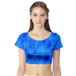 Simple blue Short Sleeve Crop Top (Tight Fit)