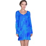 Simple blue Long Sleeve Nightdress