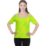 Simple yellow and green Women s Cutout Shoulder Tee
