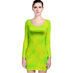 Simple yellow and green Long Sleeve Velvet Bodycon Dress