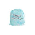 Happy holidays blue pattern Drawstring Pouches (Small) 