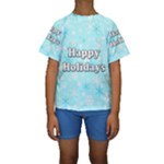 Happy holidays blue pattern Kids  Short Sleeve Swimwear