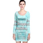 Happy holidays blue pattern Long Sleeve Bodycon Dress