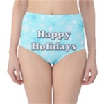 Happy holidays blue pattern High-Waist Bikini Bottoms